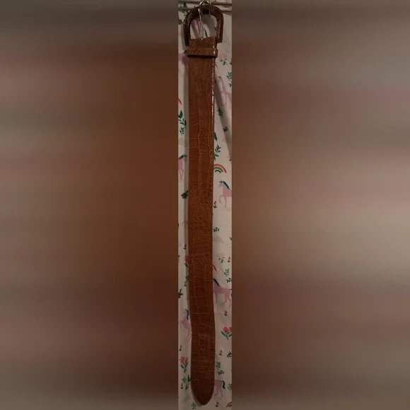 EUC Vintage Tan American Alligator Italian Made Wide Casual Everyday Belt 32in - Picture 4 of 7